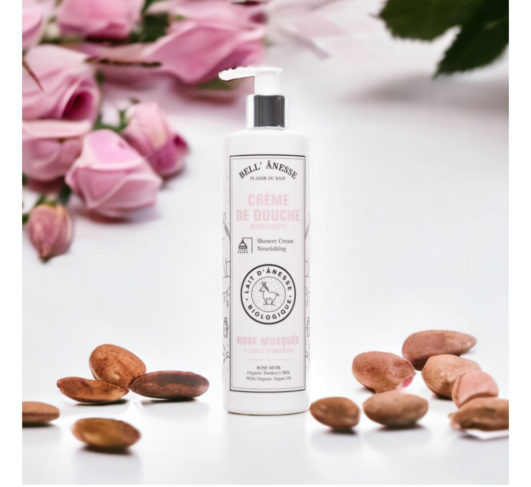 Crème de douche à la rose musquée au lait d'ânesse BIO 400ml