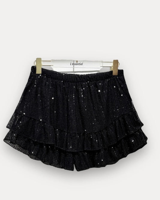 Short SONIA à volant en sequin Taille Unique Noir